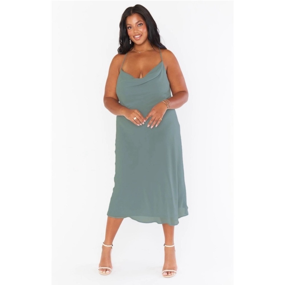 Show Me Your Mumu Verona Cowl Dress Deep Sage Chiffon XL